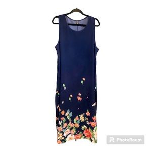 Emery Rose Navy Blue Floral Maxi Dress 2X